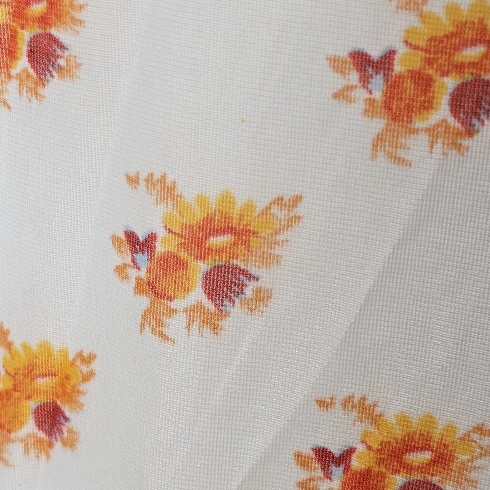 VTG Sheer‎ White Orange Floral Full Slip Sz M Lace Trim Poland 60s 70s Nylon